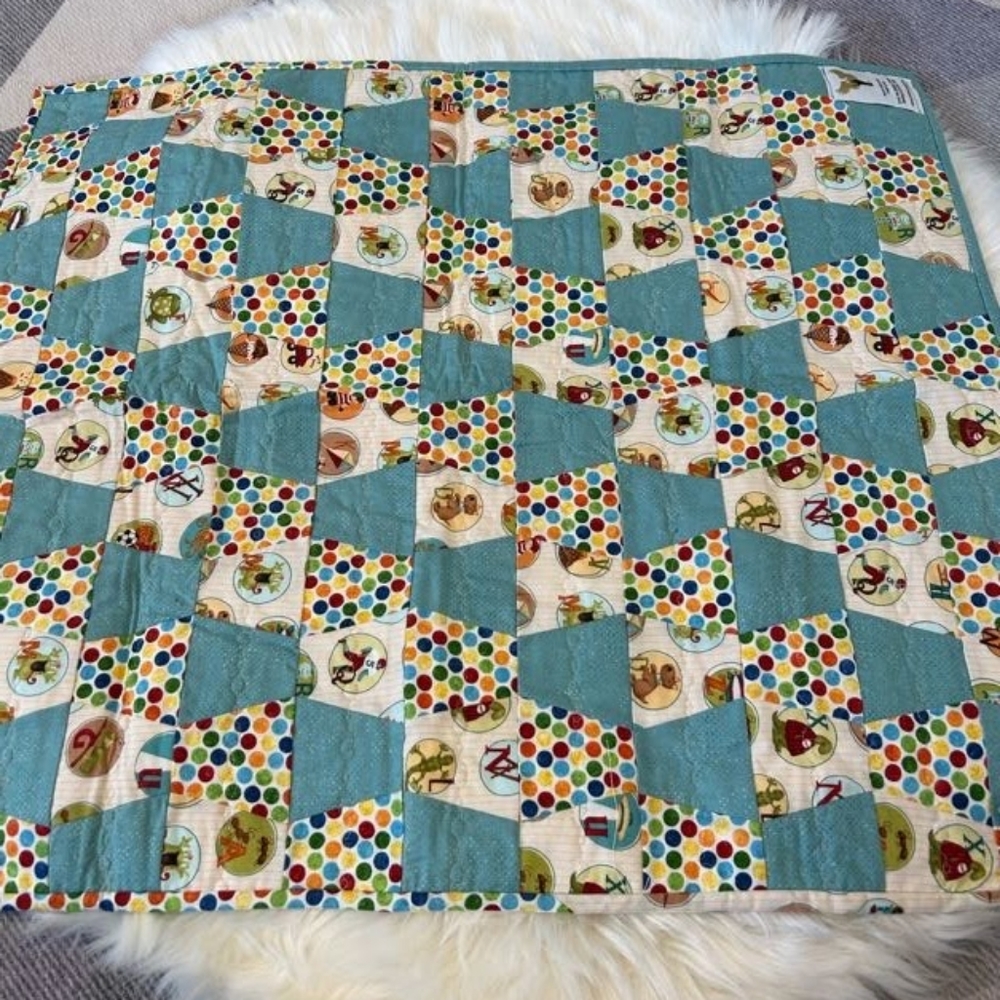 Hand made baby blanket with matching burp cloths